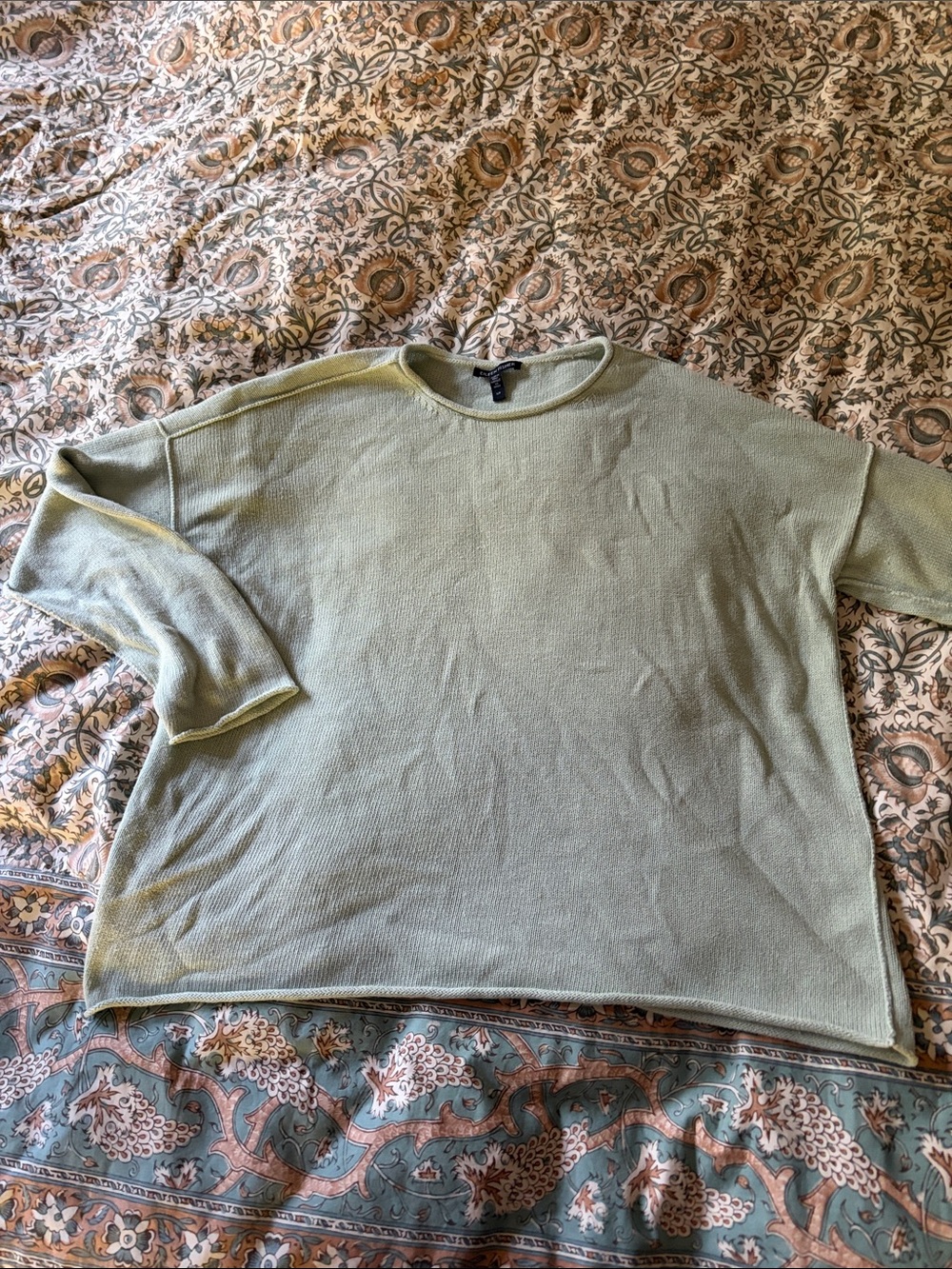 Eileen Fisher - women's sea green sweater, 55% organic cotton, size s/p